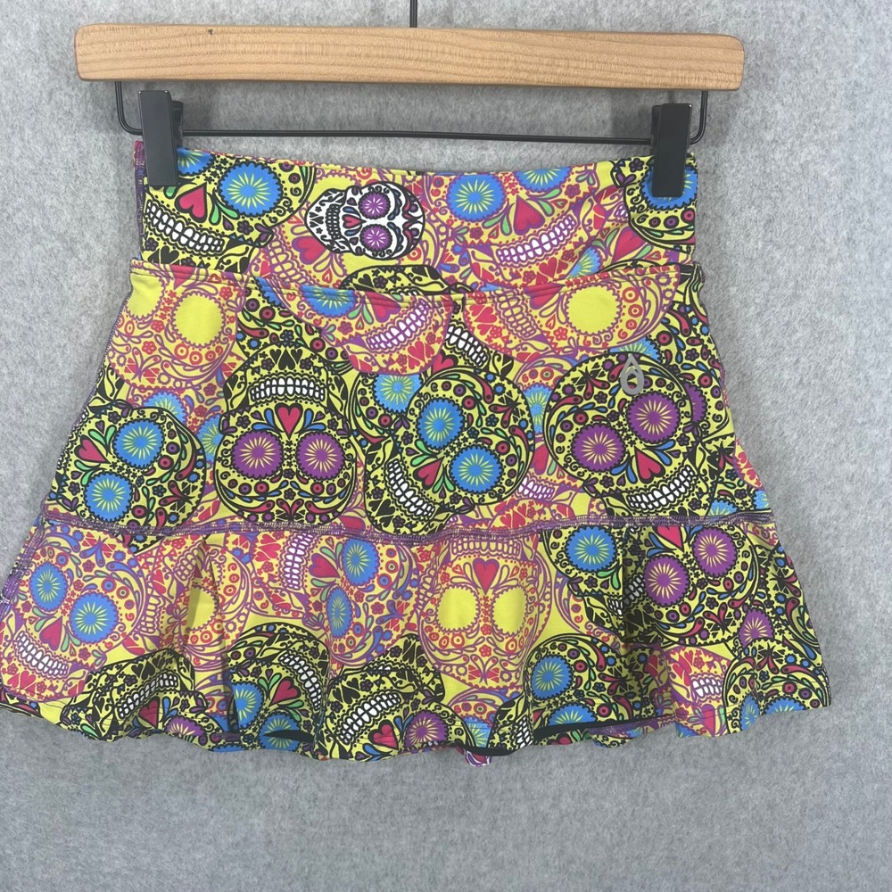 Dona Jo Skort Womens‎ Size 1 XS Multicolor Sugar Skull Ruffle Athletic Skirt EUC